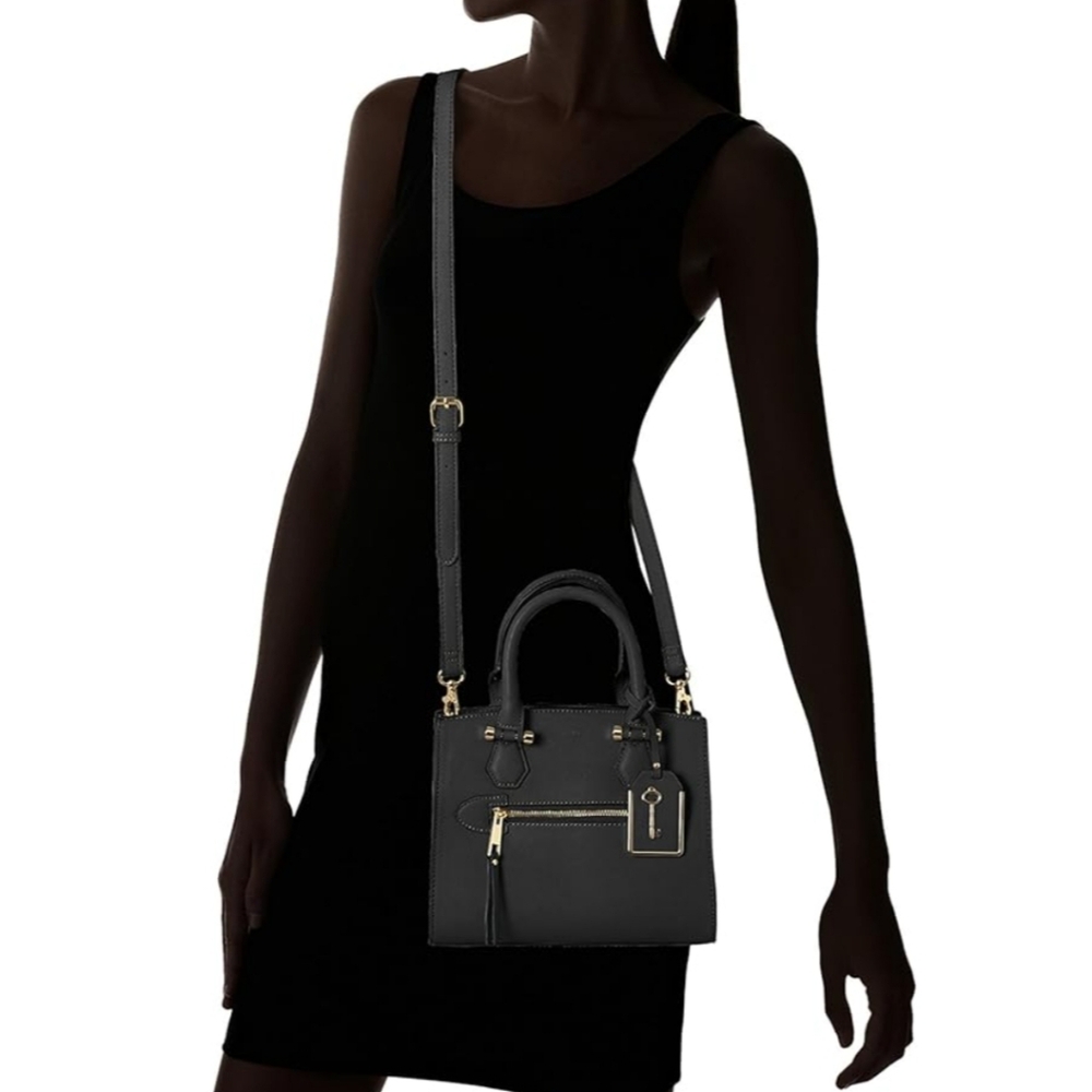 ALDO Black Solid Handheld Bag with Sling Strap Crossbody